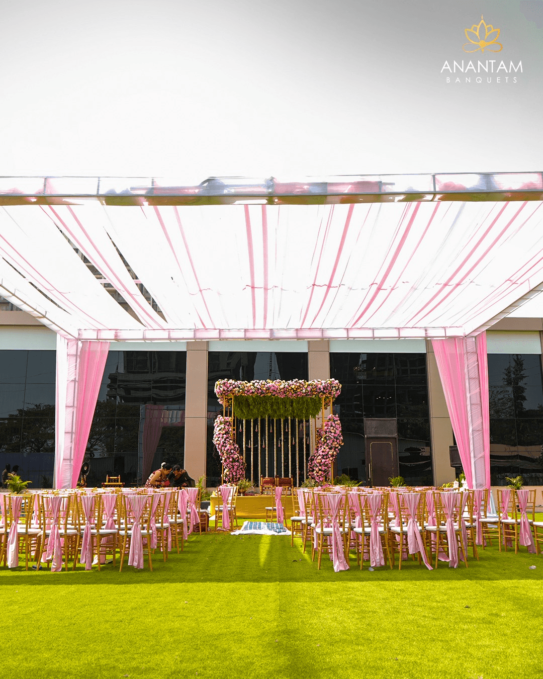 Outdoor wedding venue setup